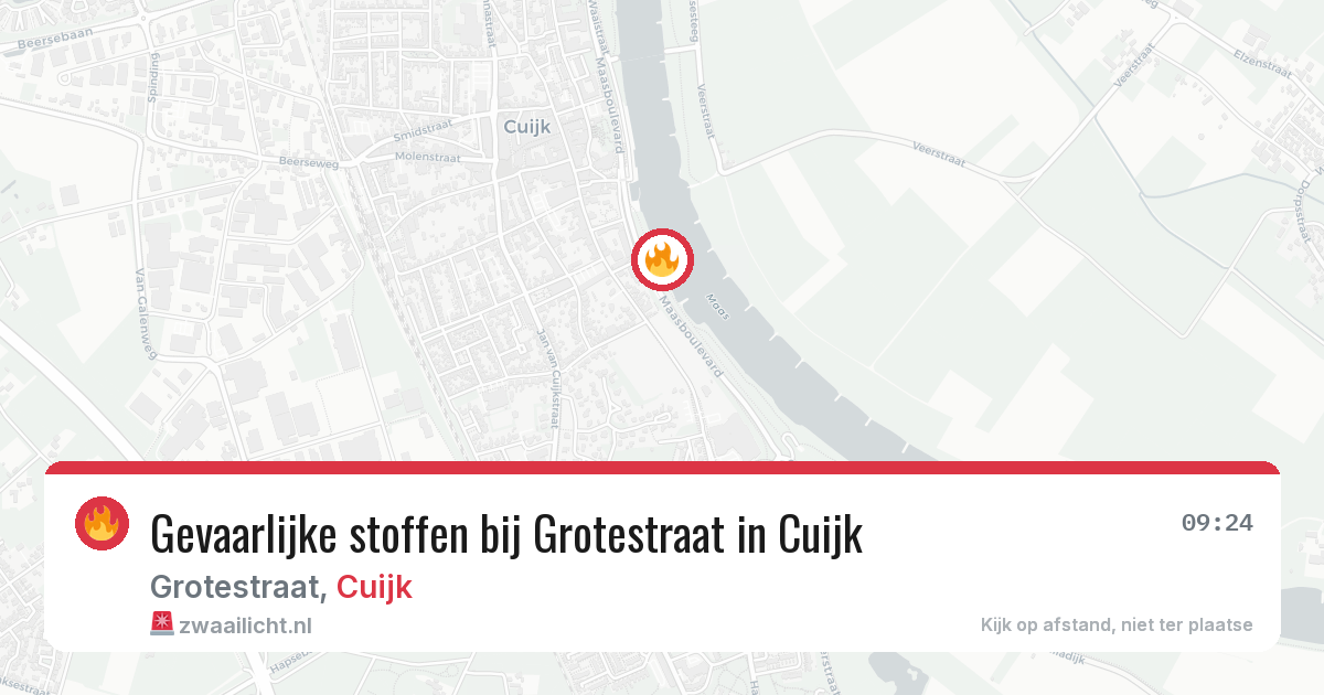 Gevaarlijke stoffen bij Grotestraat in Cuijk — 13 aug 2026