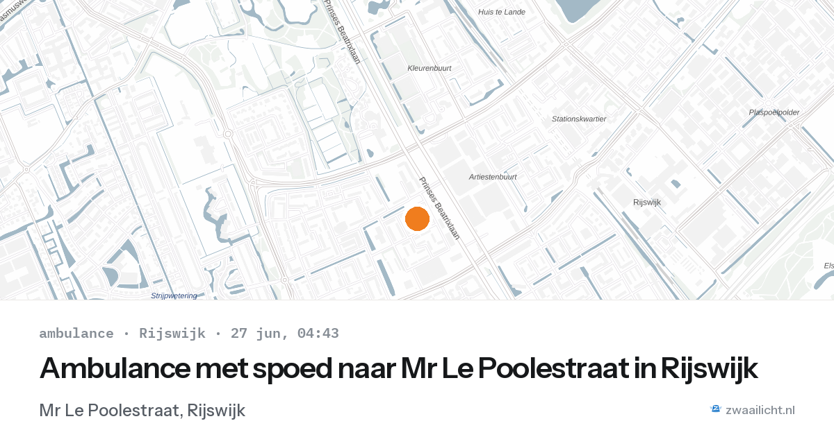 Ambulance met spoed naar Mr Le Poolestraat in Rijswijk — 27 jun 2026