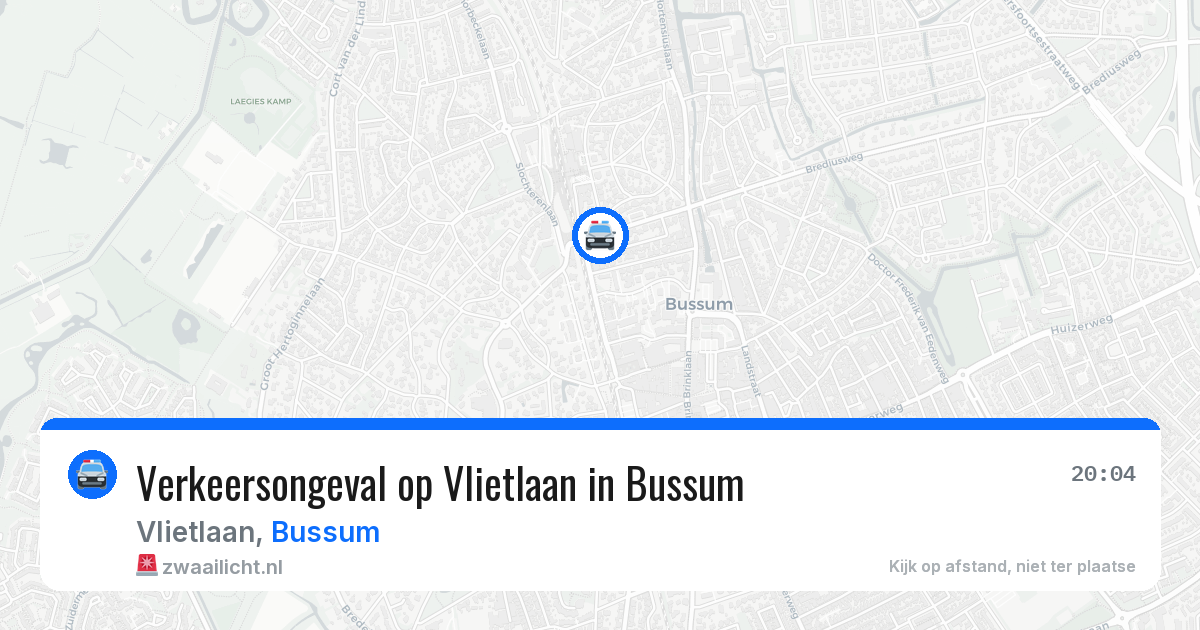 Verkeersongeval op Vlietlaan in Bussum — 4 mei 2026