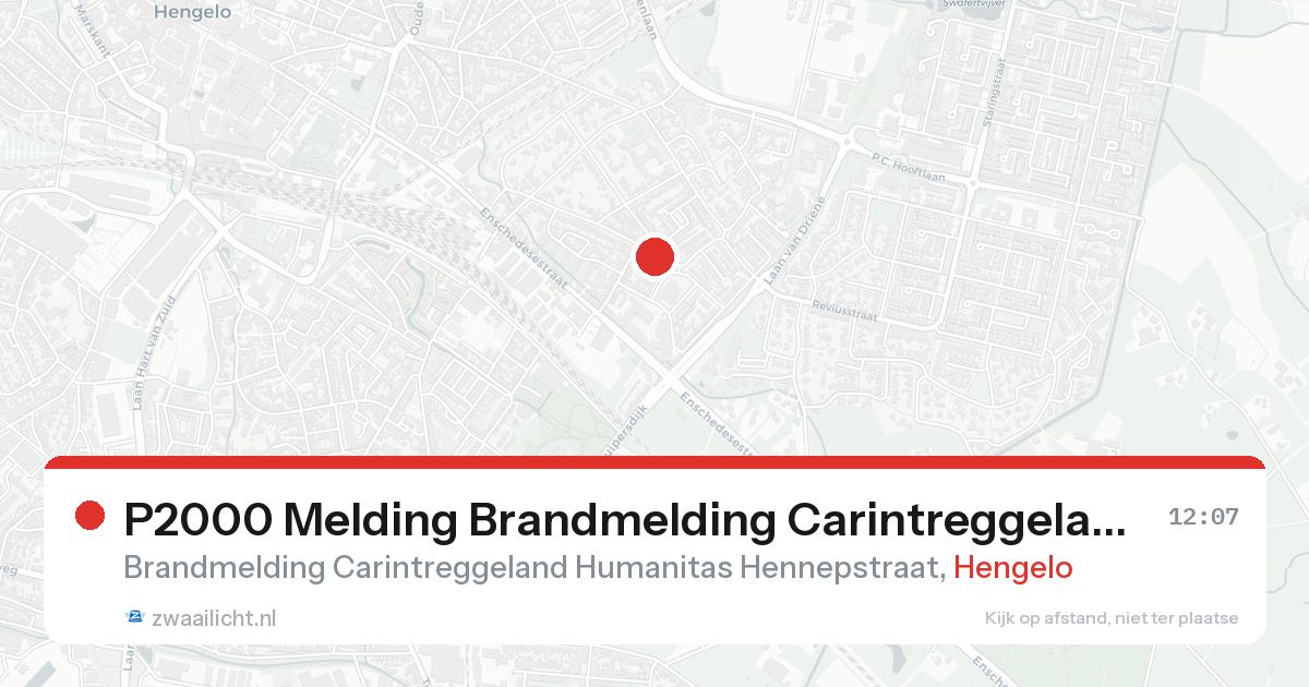 P2000 Melding Brandmelding Carintreggeland Humanitas Hennepstraat, Hengelo — 31 jan 2026