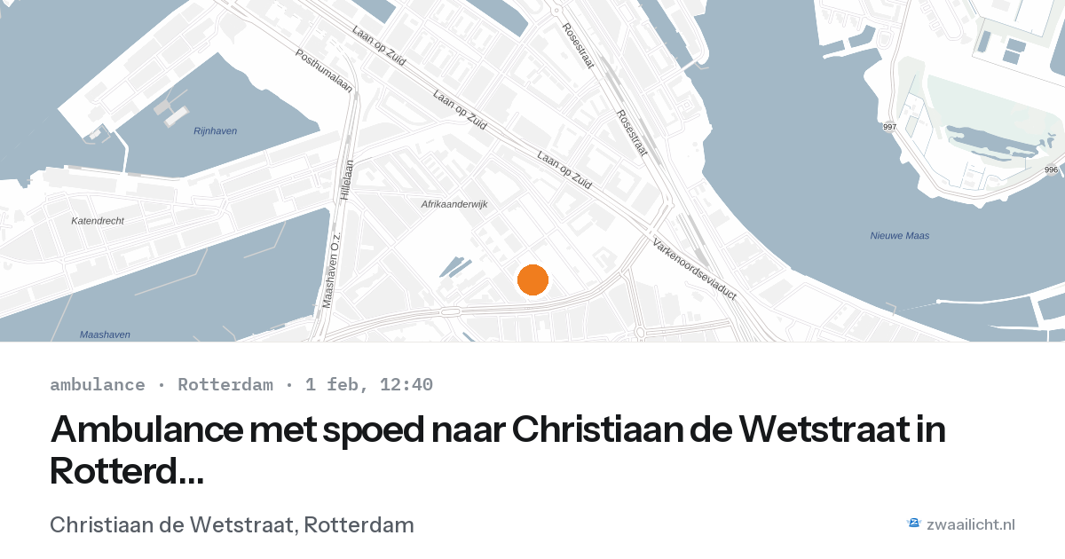 Ambulance met spoed naar Christiaan de Wetstraat in Rotterdam — 1 feb 2026