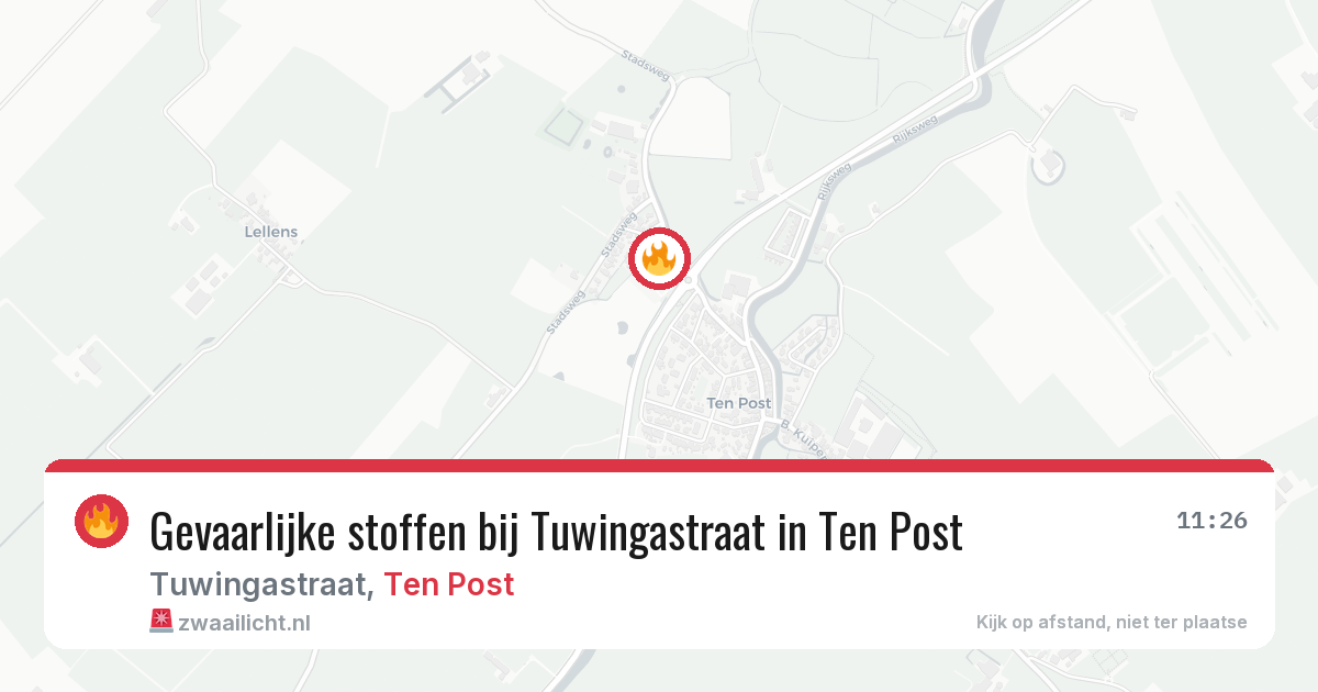 Gevaarlijke stoffen bij Tuwingastraat in Ten Post — 30 jan 2026