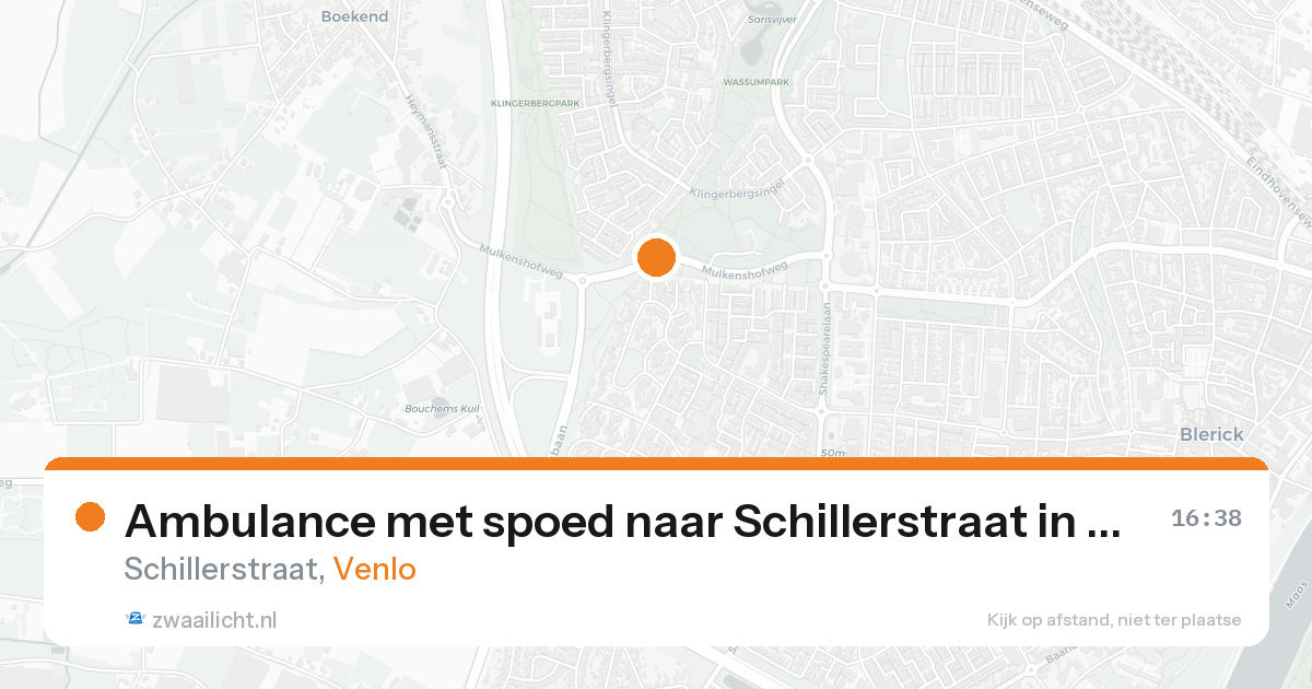 Ambulance met spoed naar Schillerstraat in Venlo — 15 aug 2026