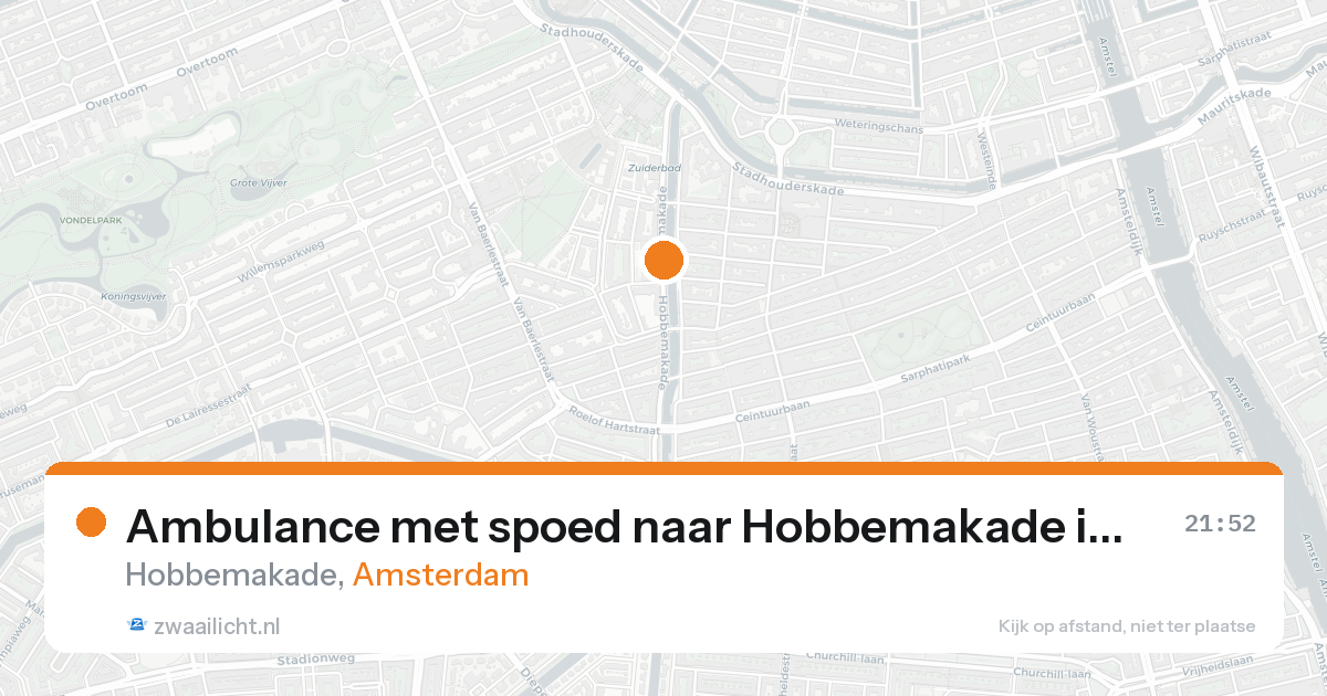 Ambulance met spoed naar Hobbemakade in Amsterdam — 21 aug 2026