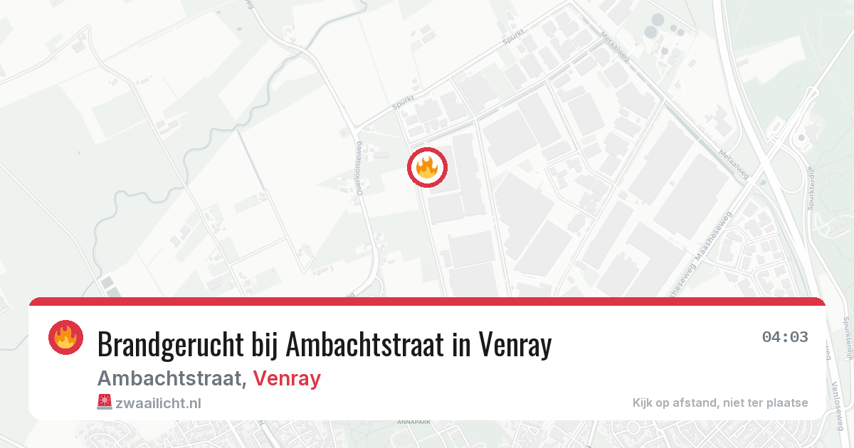 Brandgerucht bij Ambachtstraat in Venray — 21 apr 2026