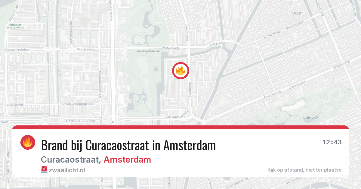 Brand bij Curacaostraat in Amsterdam — 24 jul 2026