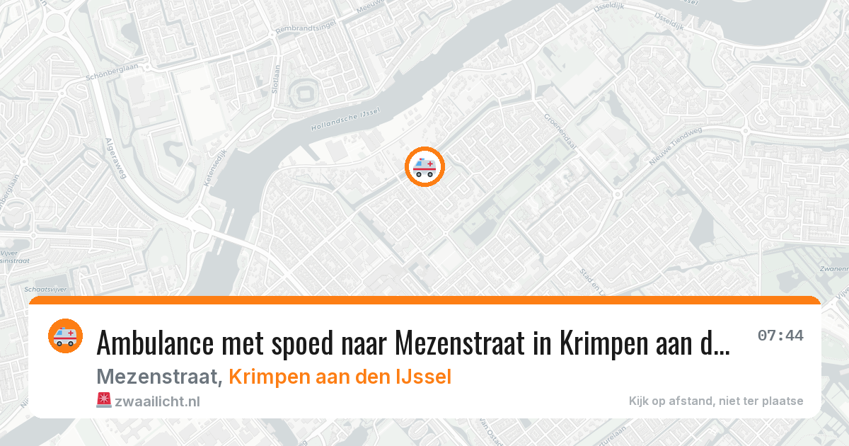 Ambulance met spoed naar Mezenstraat in Krimpen aan den IJssel — 20 jul 2026