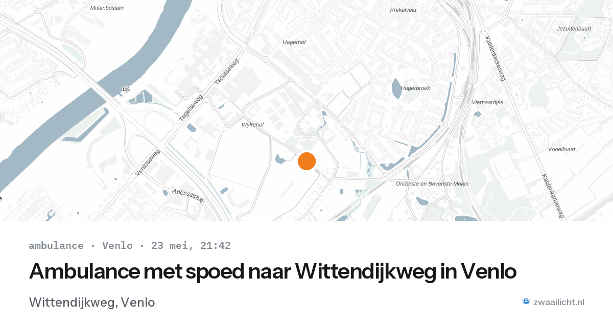 Ambulance met spoed naar Wittendijkweg in Venlo — 23 mei 2026