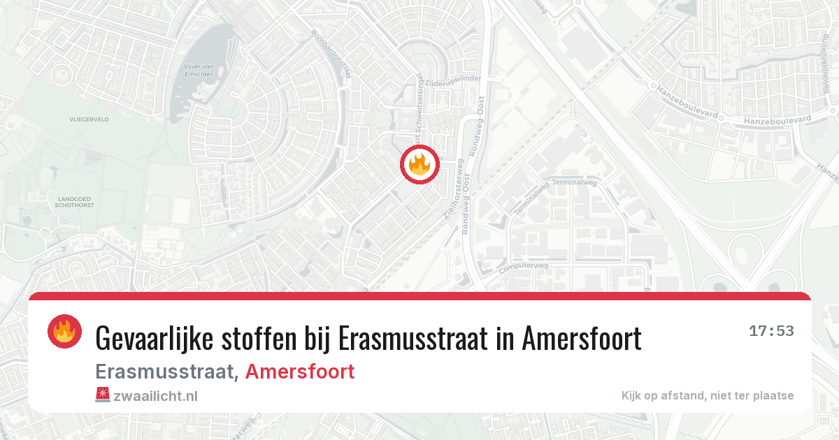 Gevaarlijke stoffen bij Erasmusstraat in Amersfoort — 3 aug 2026