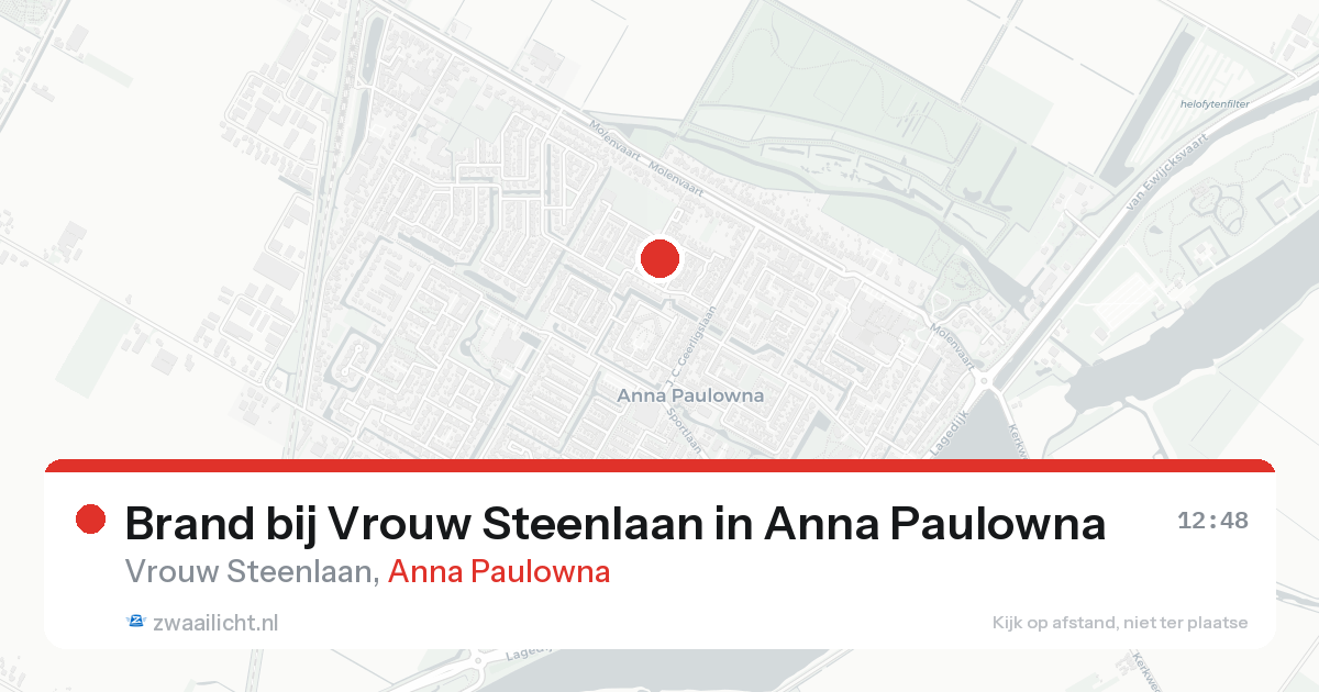 Brand bij Vrouw Steenlaan in Anna Paulowna — 25 aug 2026