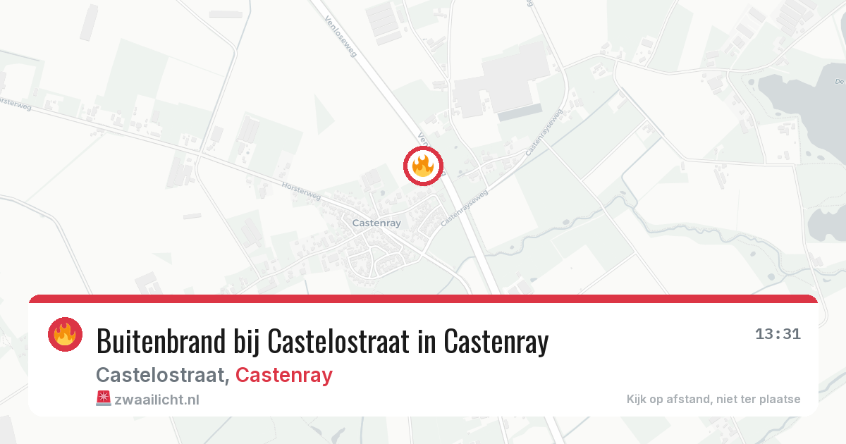 Buitenbrand bij Castelostraat in Castenray — 5 mrt 2026