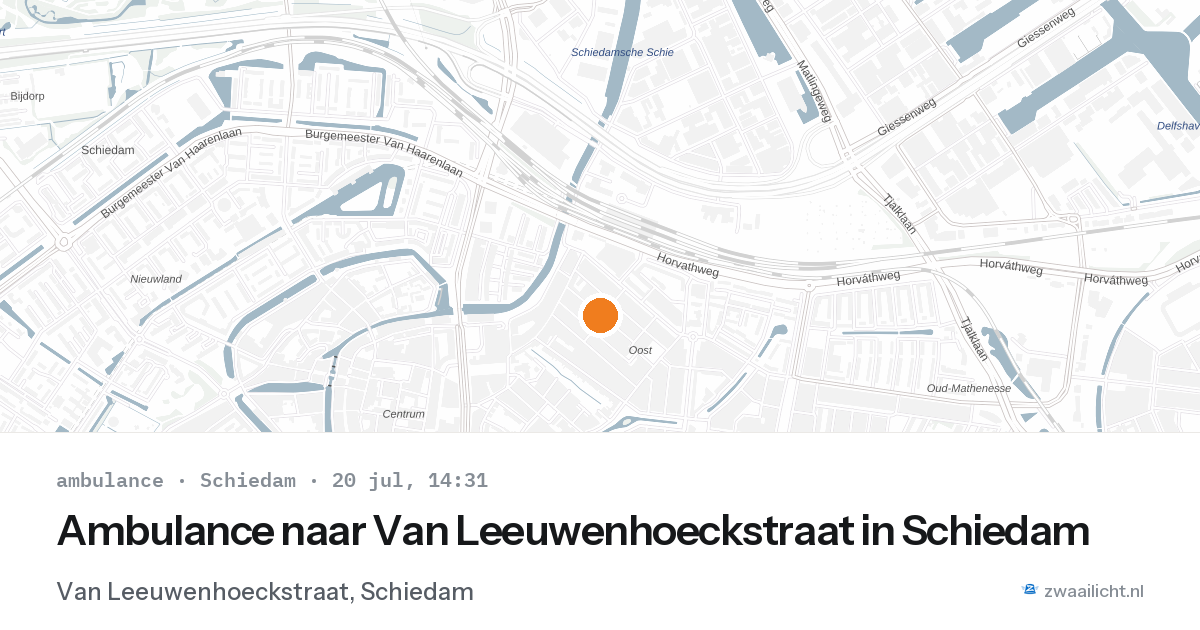 Ambulance naar Van Leeuwenhoeckstraat in Schiedam — 20 jul 2026