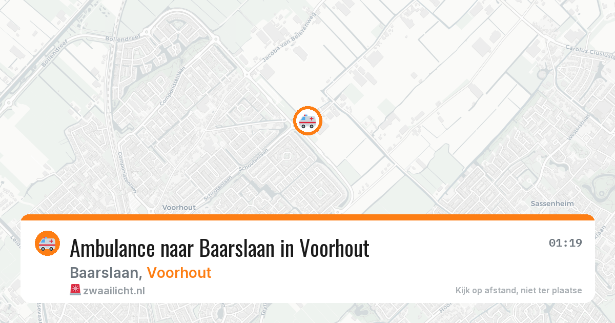 Ambulance naar Baarslaan in Voorhout — 22 jun 2026
