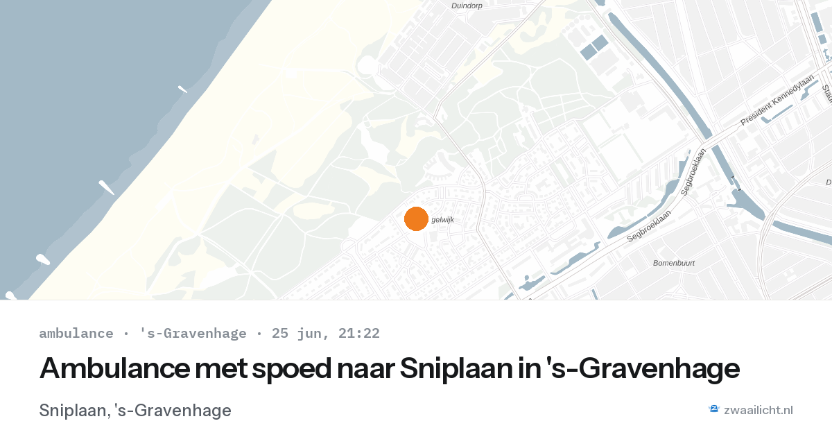 Ambulance met spoed naar Sniplaan in 's-Gravenhage — 25 jun 2026