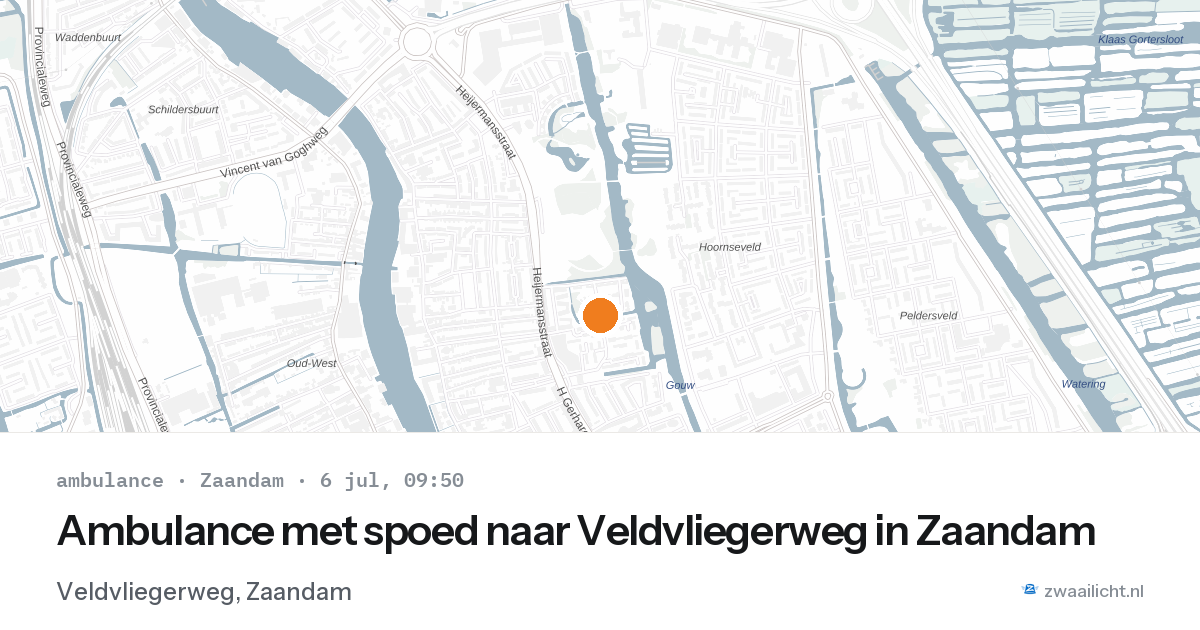 Ambulance met spoed naar Veldvliegerweg in Zaandam — 6 jul 2026
