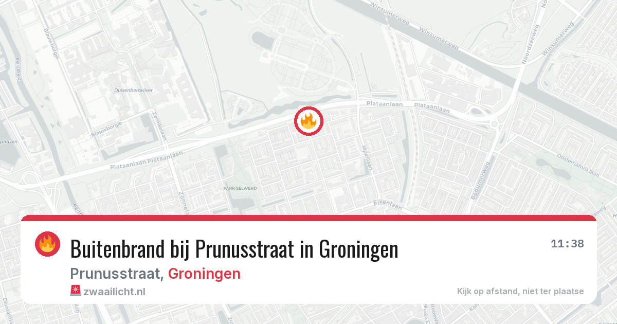 Buitenbrand bij Prunusstraat in Groningen — 13 aug 2026
