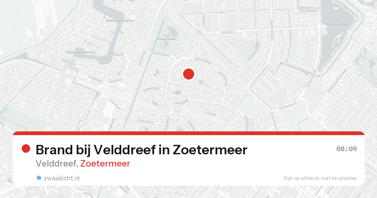 Brand bij Velddreef in Zoetermeer — 16 aug 2026