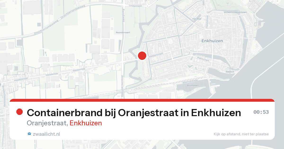Containerbrand bij Oranjestraat in Enkhuizen — 24 mei 2026