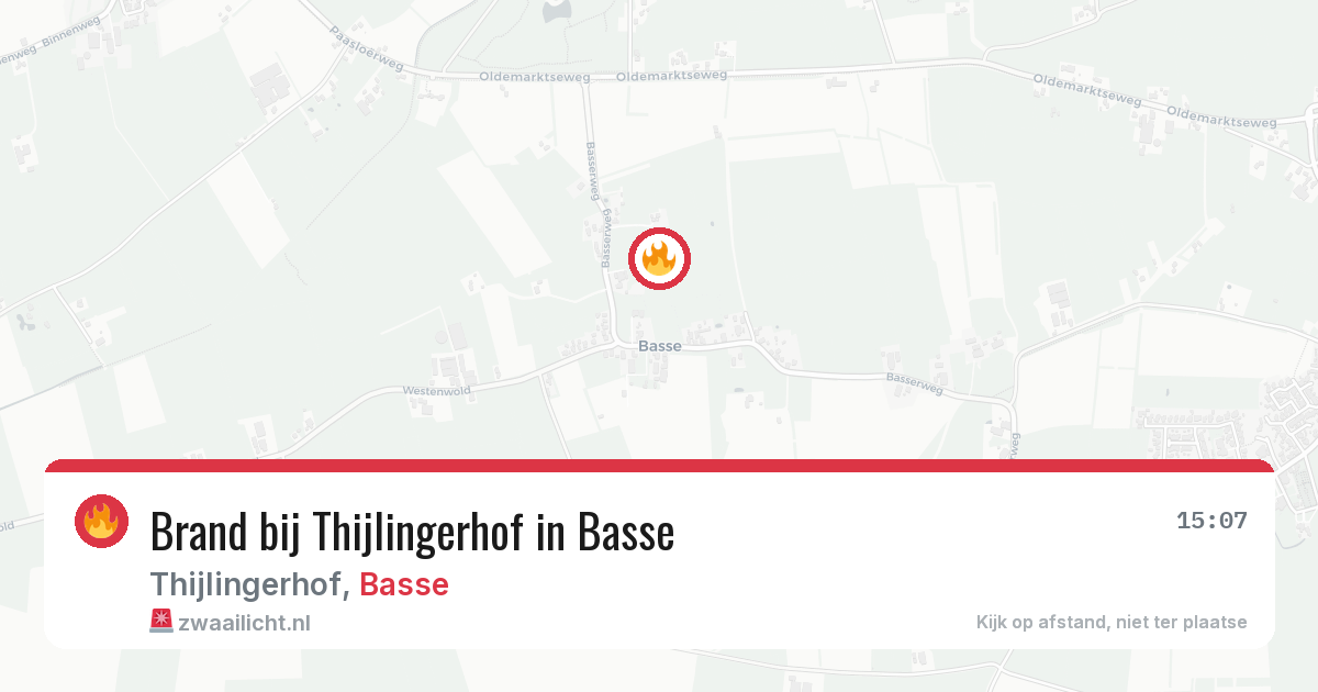 Brand bij Thijlingerhof in Basse — 1 aug 2026
