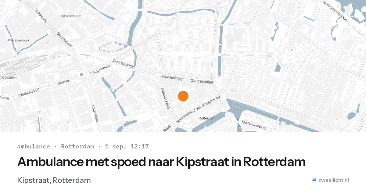 Ambulance met spoed naar Kipstraat in Rotterdam — 1 sep 2026