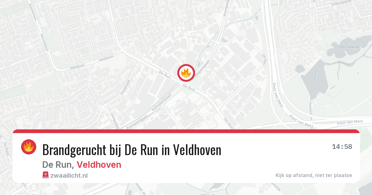 Brandgerucht bij De Run in Veldhoven — 27 mei 2026