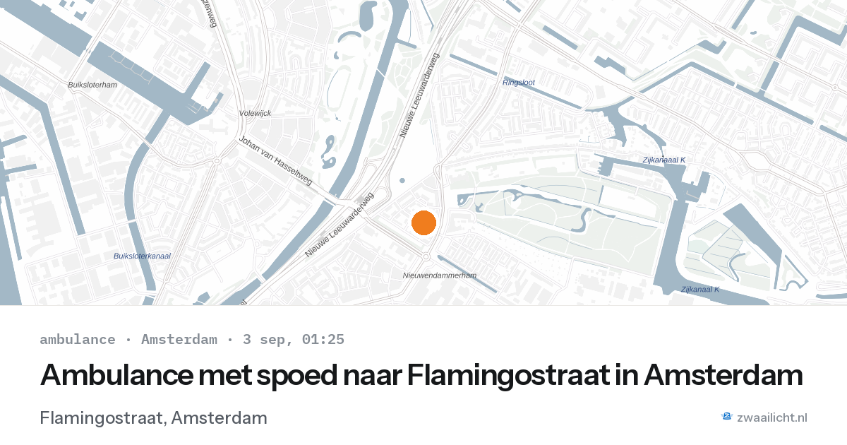 Ambulance met spoed naar Flamingostraat in Amsterdam — 2 sep 2026