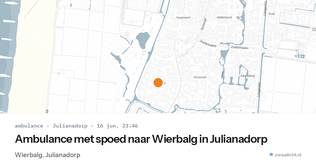 Ambulance met spoed naar Wierbalg in Julianadorp — 16 jun 2026