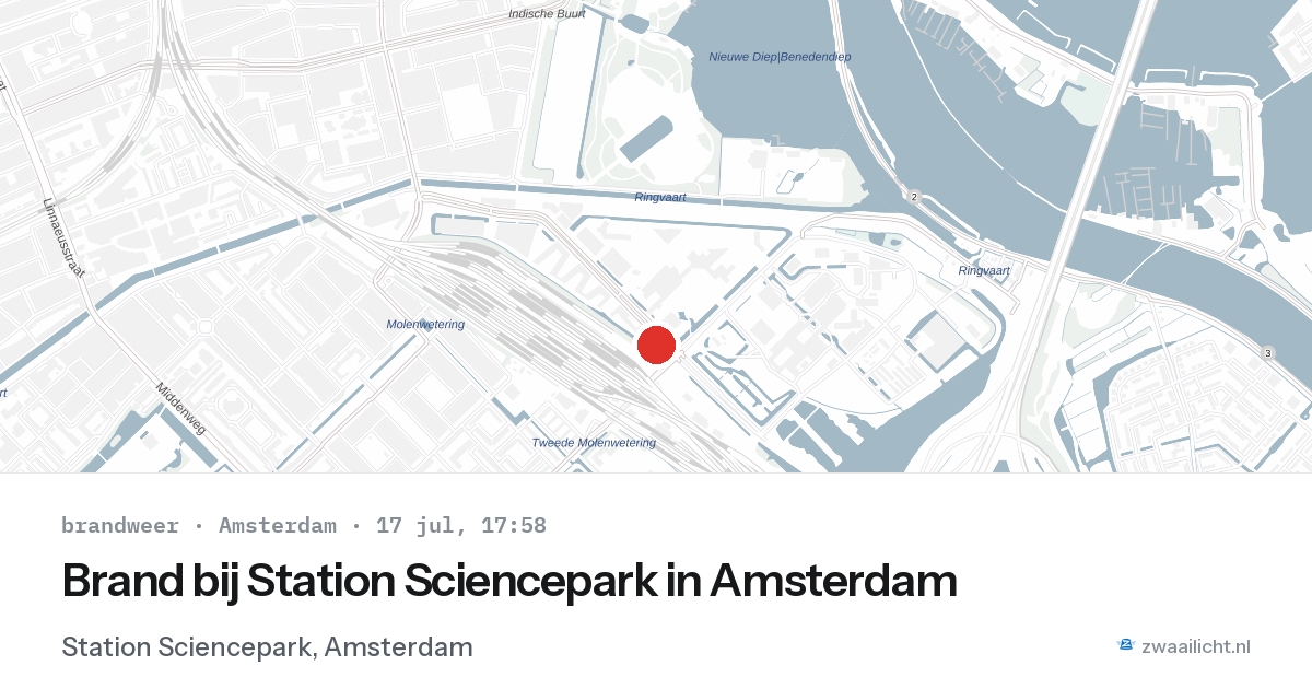 Brand bij Station Sciencepark in Amsterdam — 17 jul 2026