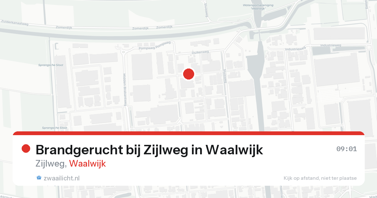 Brandgerucht bij Zijlweg in Waalwijk — 19 aug 2026