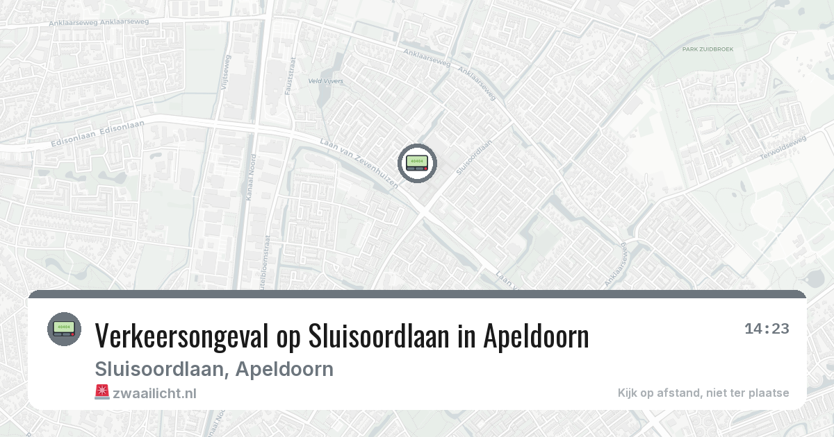 Verkeersongeval op Sluisoordlaan in Apeldoorn — 9 apr 2026