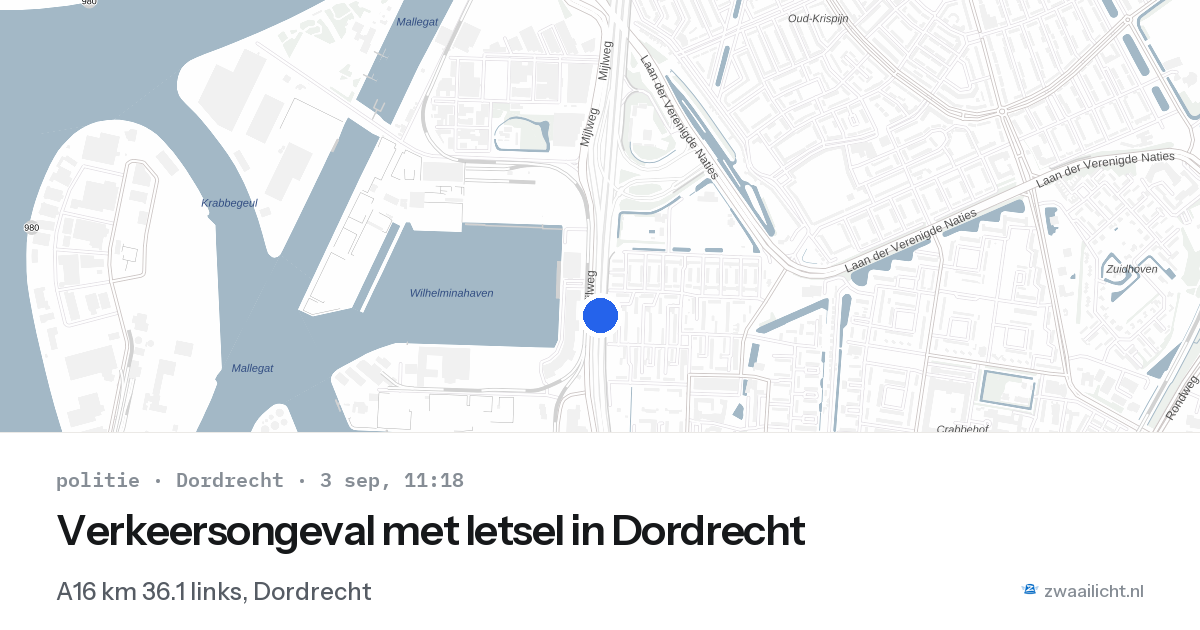 Verkeersongeval met letsel in Dordrecht — 3 sep 2026