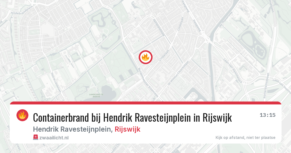 Containerbrand bij Hendrik Ravesteijnplein in Rijswijk — 14 jun 2026