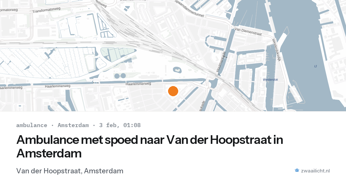 Ambulance met spoed naar Van der Hoopstraat in Amsterdam — 3 feb 2026