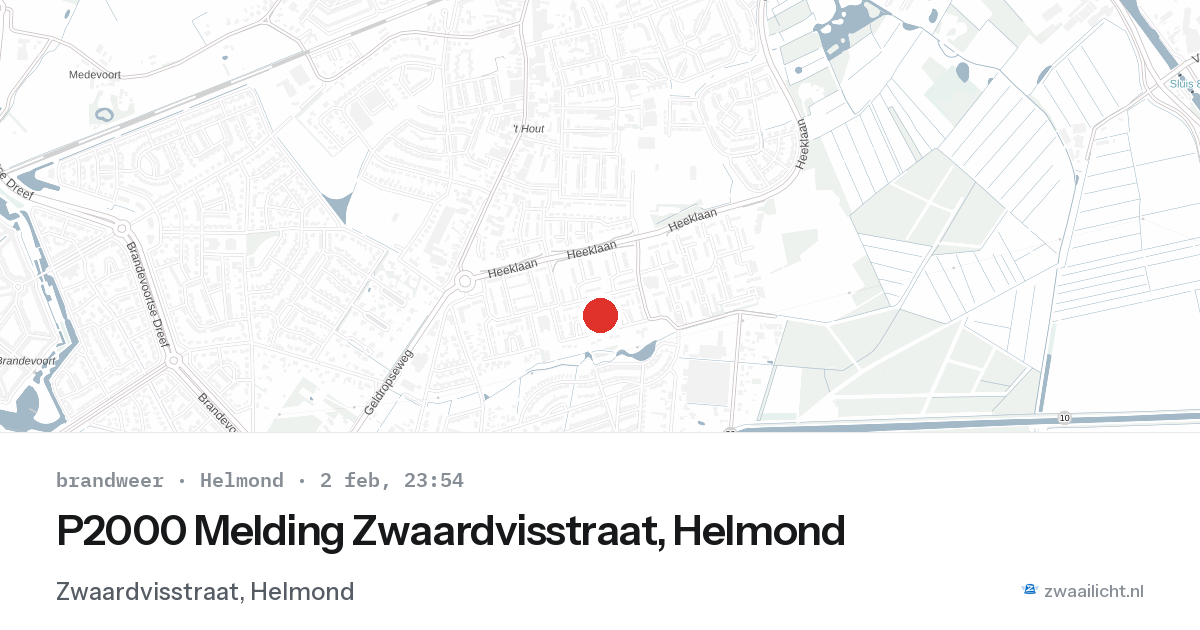 P2000 Melding Zwaardvisstraat, Helmond — 2 feb 2026