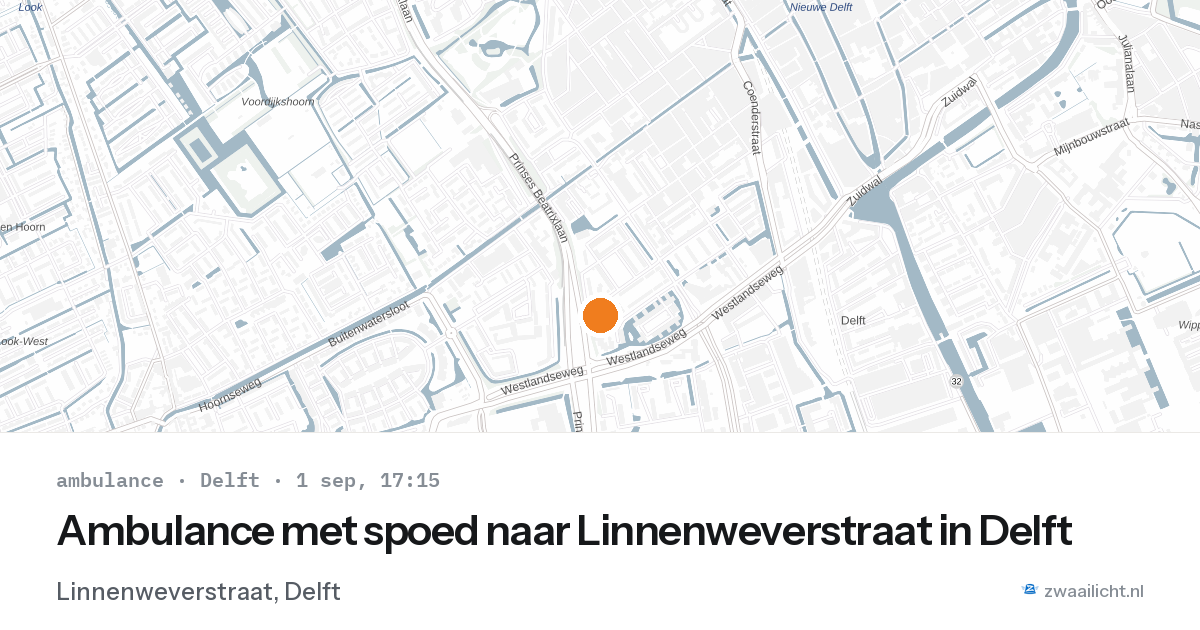 Ambulance met spoed naar Linnenweverstraat in Delft — 1 sep 2026