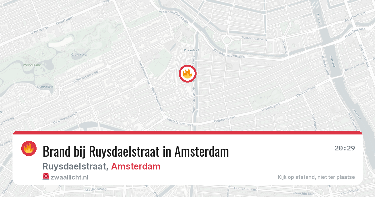 Brand bij Ruysdaelstraat in Amsterdam — 8 mei 2026