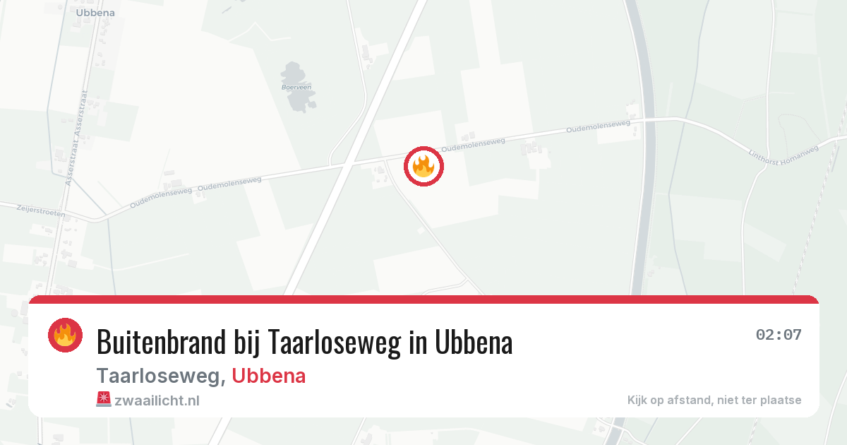 Buitenbrand bij Taarloseweg in Ubbena — 9 aug 2026