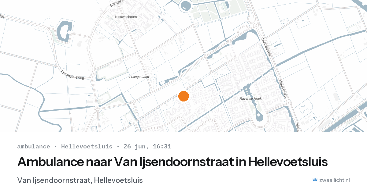 Ambulance naar Van Ijsendoornstraat in Hellevoetsluis — 26 jun 2026