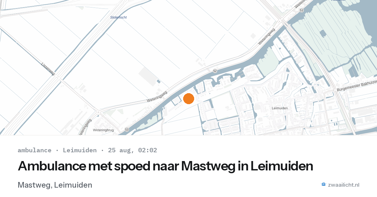 Ambulance met spoed naar Mastweg in Leimuiden — 25 aug 2026