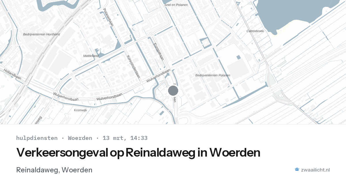 Verkeersongeval op Reinaldaweg in Woerden — 13 mrt 2026