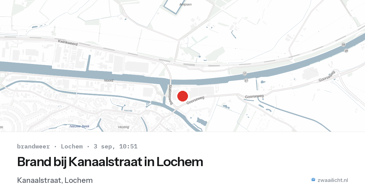 Brand bij Kanaalstraat in Lochem — 3 sep 2026