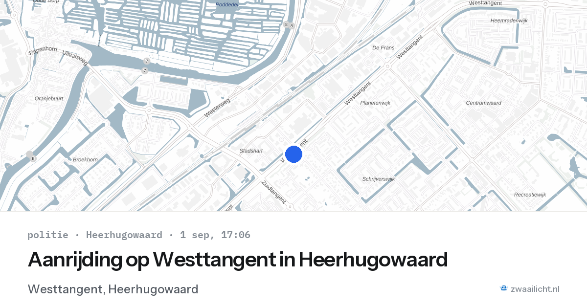 Aanrijding op Westtangent in Heerhugowaard — 1 sep 2026