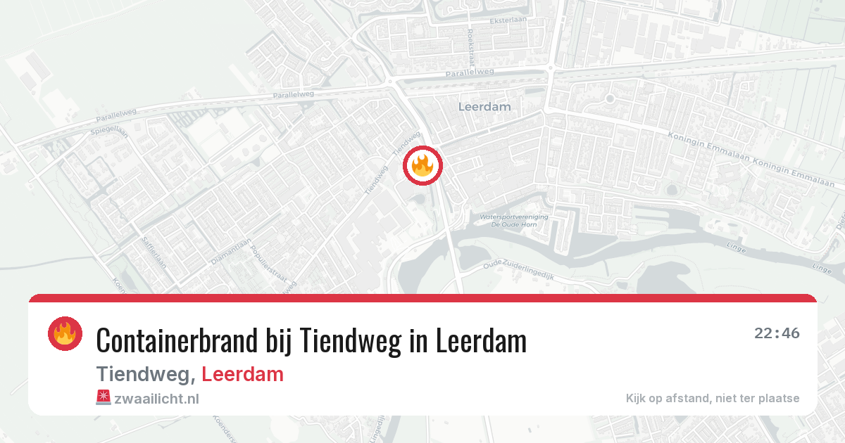 Containerbrand bij Tiendweg in Leerdam — 14 jul 2026
