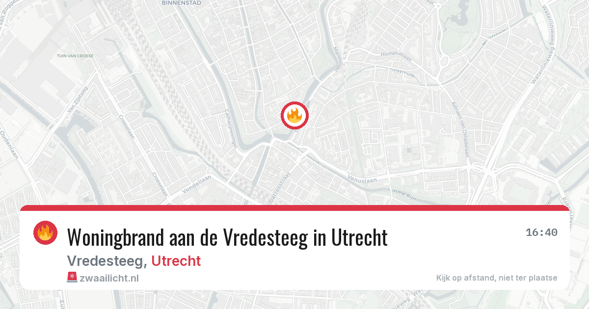 Woningbrand aan de Vredesteeg in Utrecht — 11 aug 2026