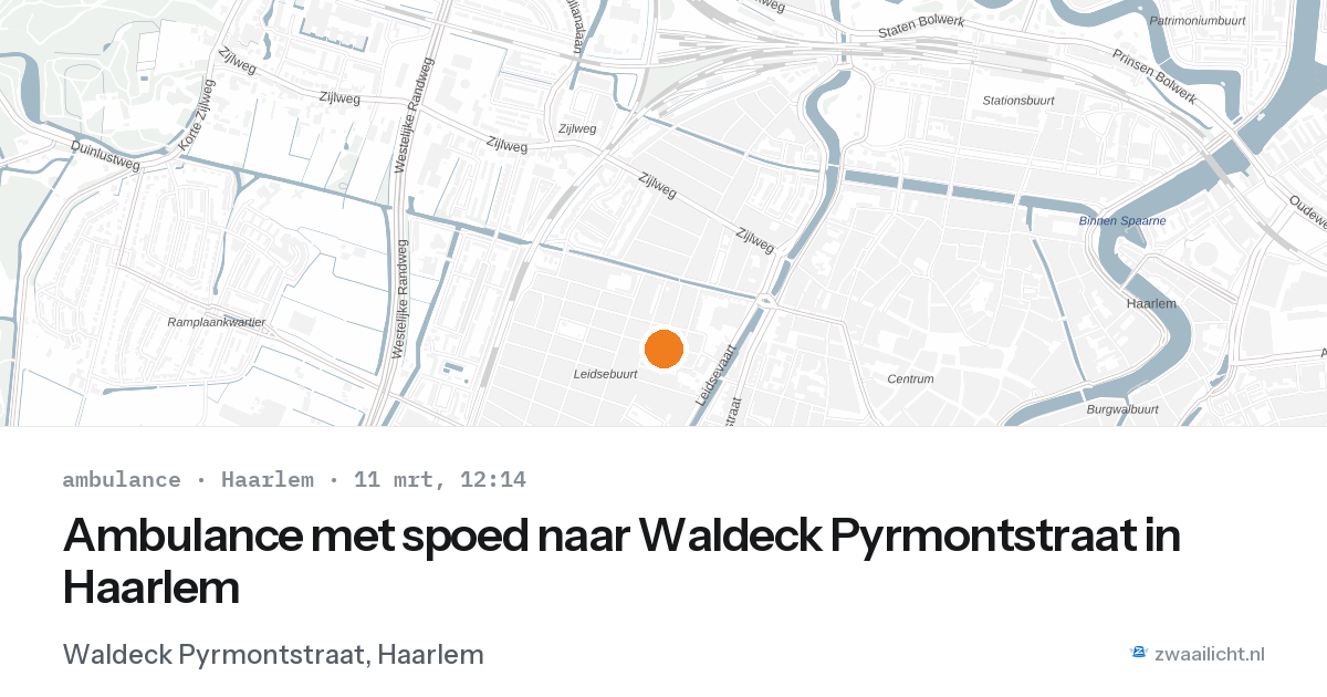 Ambulance met spoed naar Waldeck Pyrmontstraat in Haarlem — 11 mrt 2026