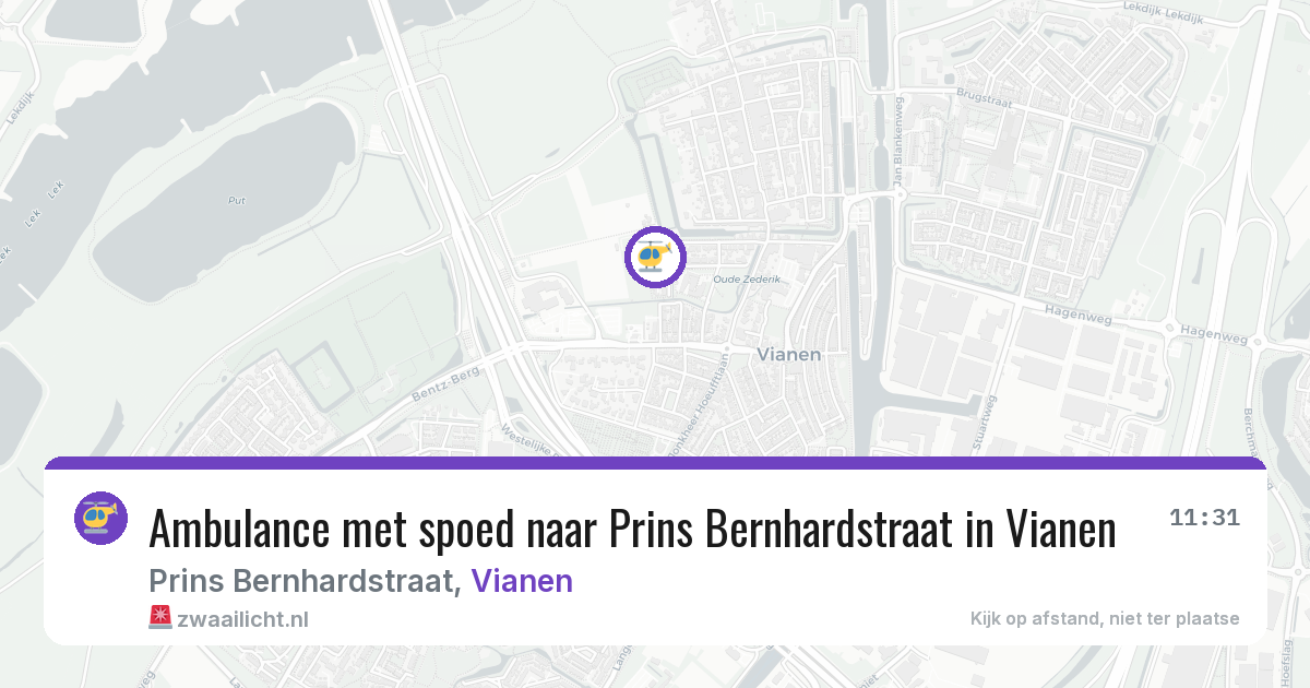 Ambulance met spoed naar Prins Bernhardstraat in Vianen — 22 jun 2026