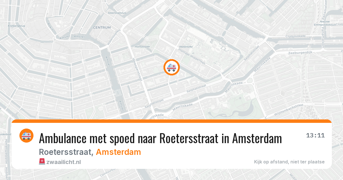 Ambulance met spoed naar Roetersstraat in Amsterdam — 22 jul 2026