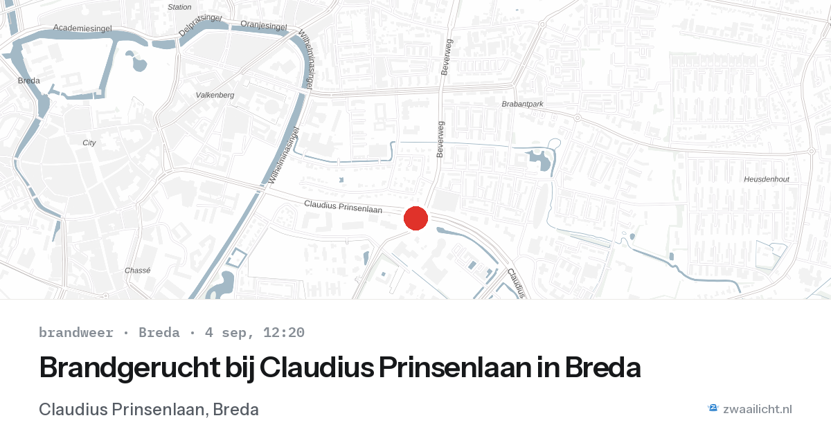 Brandgerucht bij Claudius Prinsenlaan in Breda — 4 sep 2026