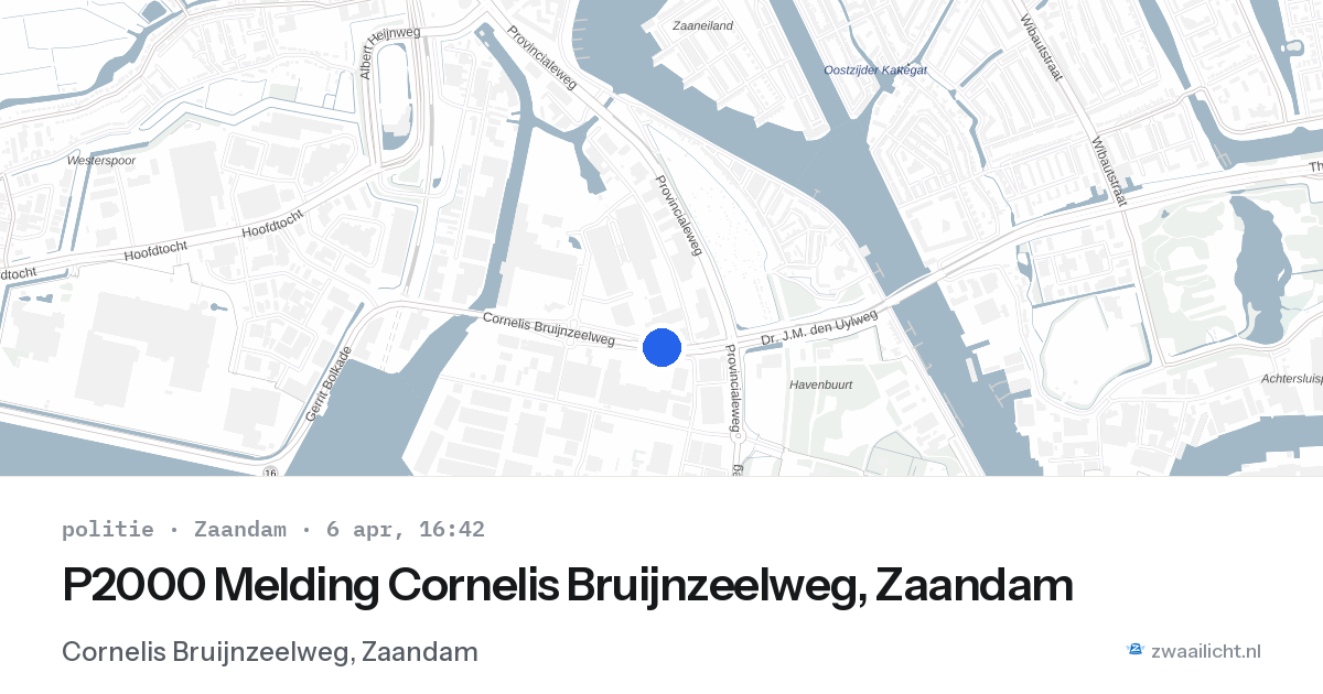 P2000 Melding Cornelis Bruijnzeelweg, Zaandam — 6 apr 2026