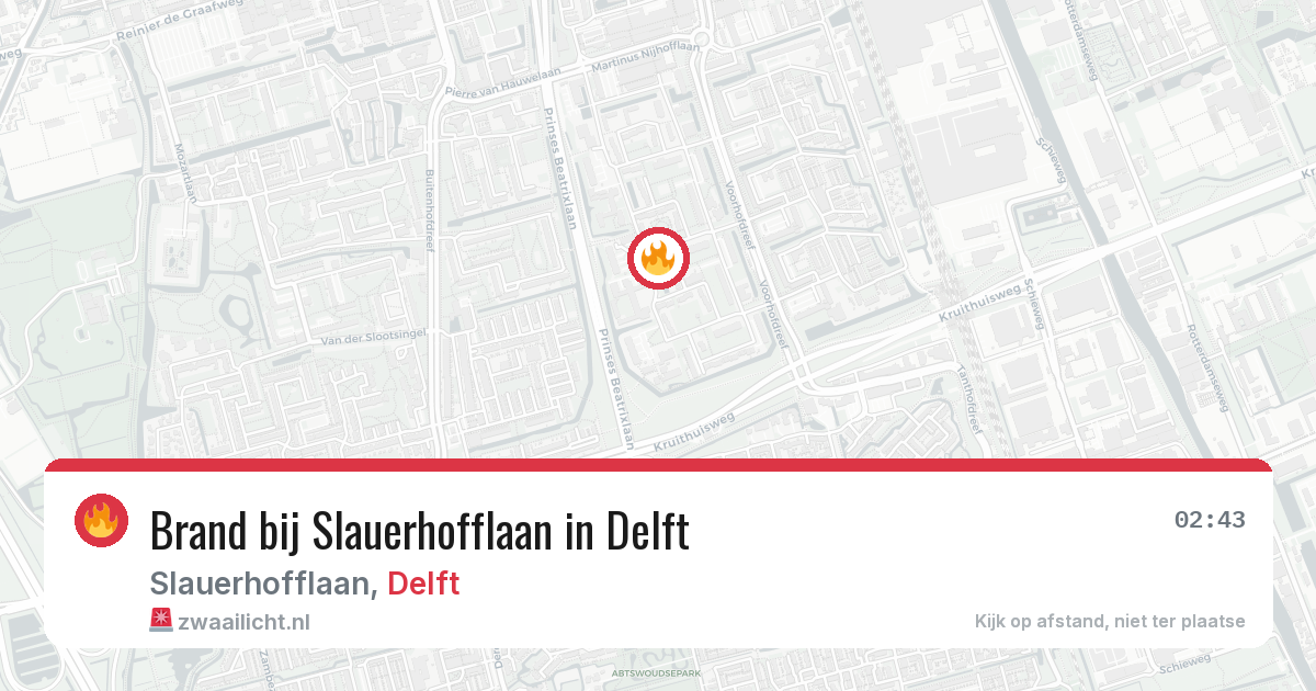 Brand bij Slauerhofflaan in Delft — 4 apr 2026